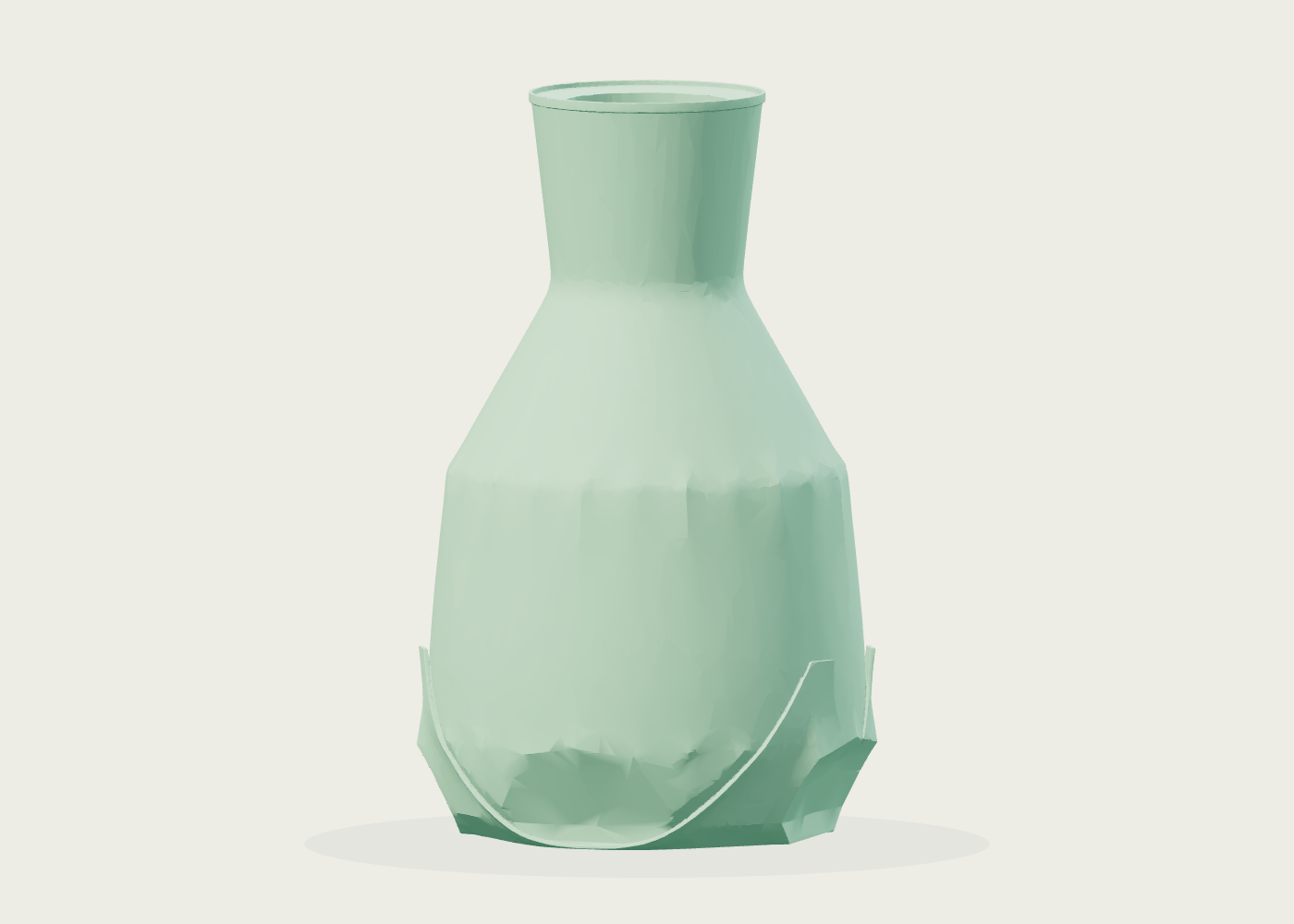 Front view of the saved 3D vase mesh result